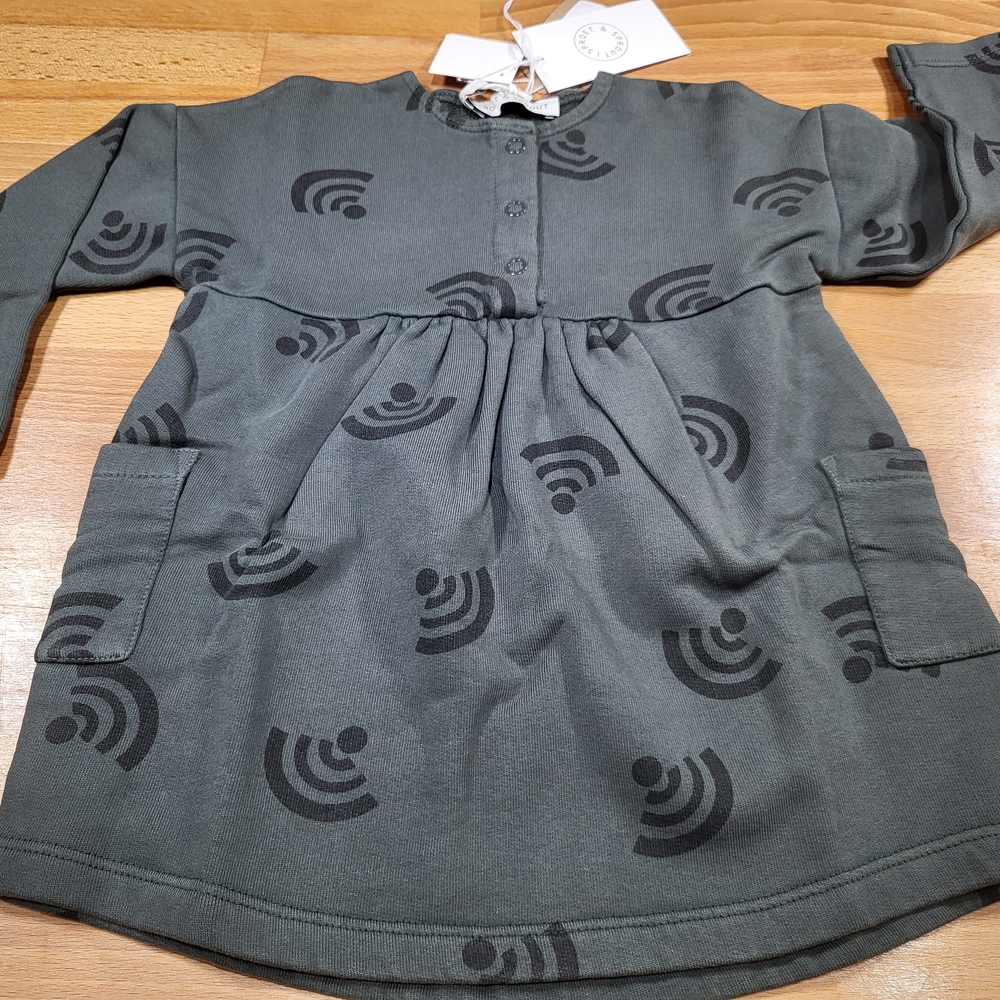 Nwt Baby Girls Size 12 Months Organic Cotton Wifi Print Dress
